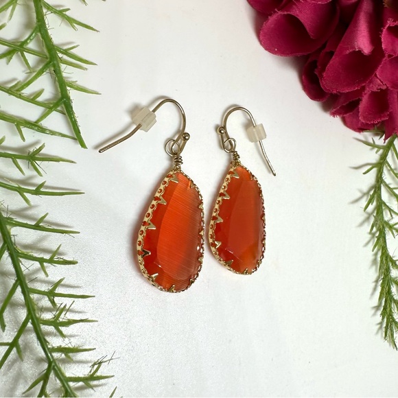 Jewelry - NEW⚜️Orange Glass Crystal Drop Earrings